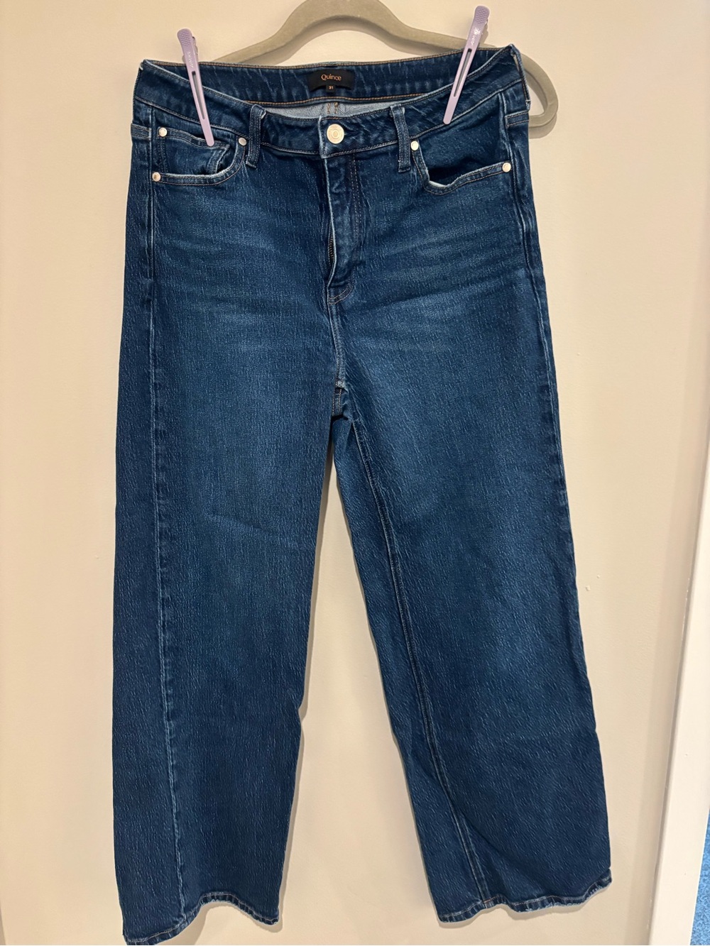 Quince Wide-Leg Jeans in Dark Blue Denim